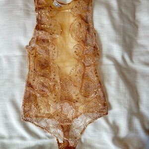 Dreamgirl Sequin Embellished Sheer Bodysuit in Champagne